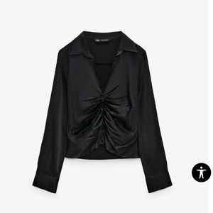 NWT SATIN SHIRT WITH GATHERING